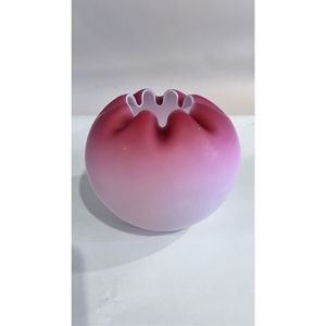 FENTON VINTAGE OMBRE PINK SATIN CRIMPED ROSE BOWL